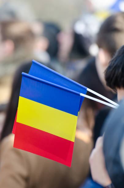 istock Romanian flag at the Romania's National Day Parade 1144988387