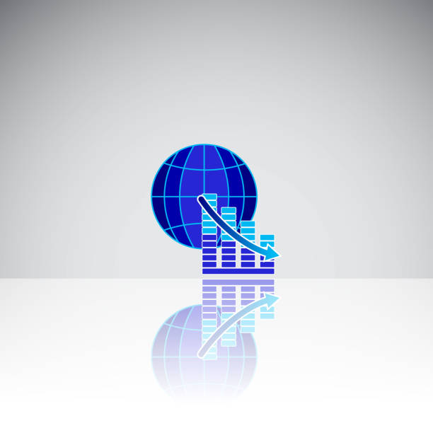 istock World icon with  arrow chart sigh   creative illustration for web and print business icon, 1144989298