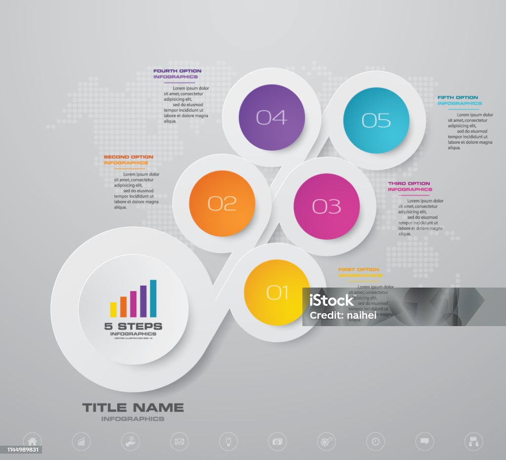 5 Steps Simpleeditable Process Chart Infographics Element Stock ...