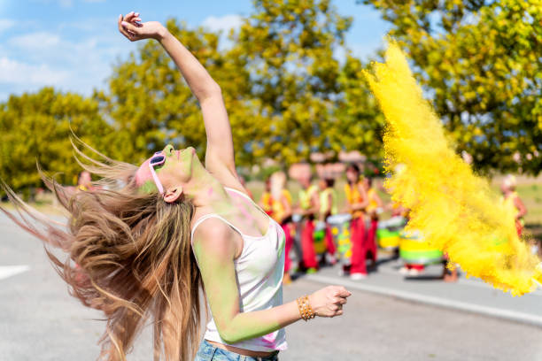 istock Woman feeling freedom in colors 1144989908