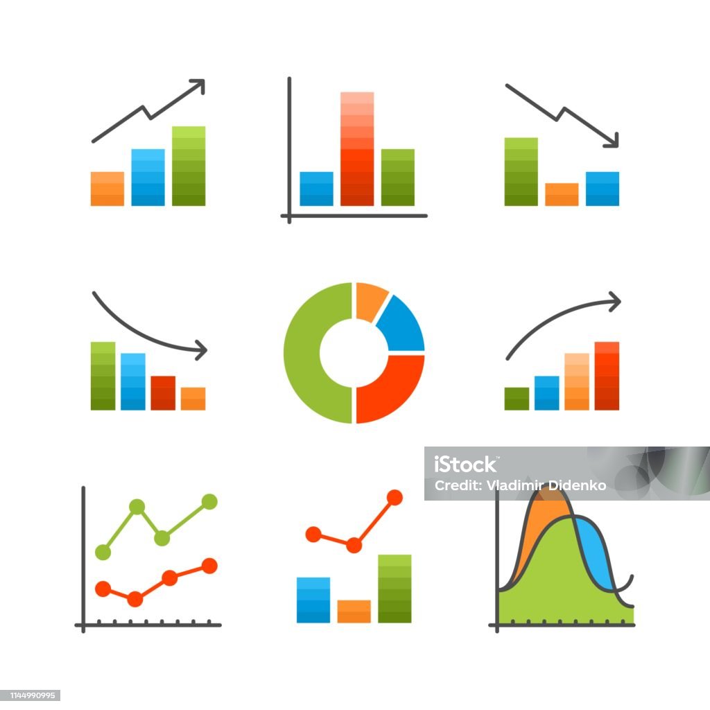 Colorful Data Analysis Chart Diagram Flat Vector Infographics ...