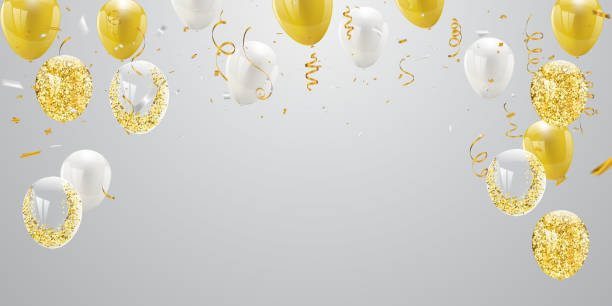 istock Celebration banner with Gold balloons background. Sale Vector illustration. 1144991363