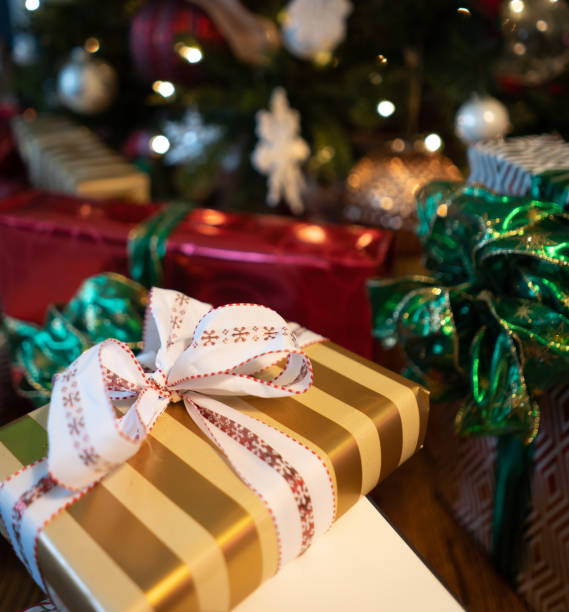 istock Christmas themed gift boxes and ornaments 1144994068