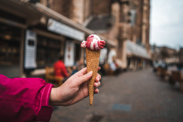 istock Delicious Cold Strawberry Ice Cream Cone 1144994548