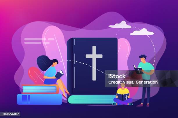 Holy Bible Concept Vector Illustration Stock Illustration - Download Image Now - Bible, Reading, Vector