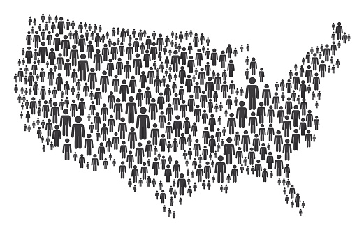 Vector of USA Map Made of Grey Stickman Figures
