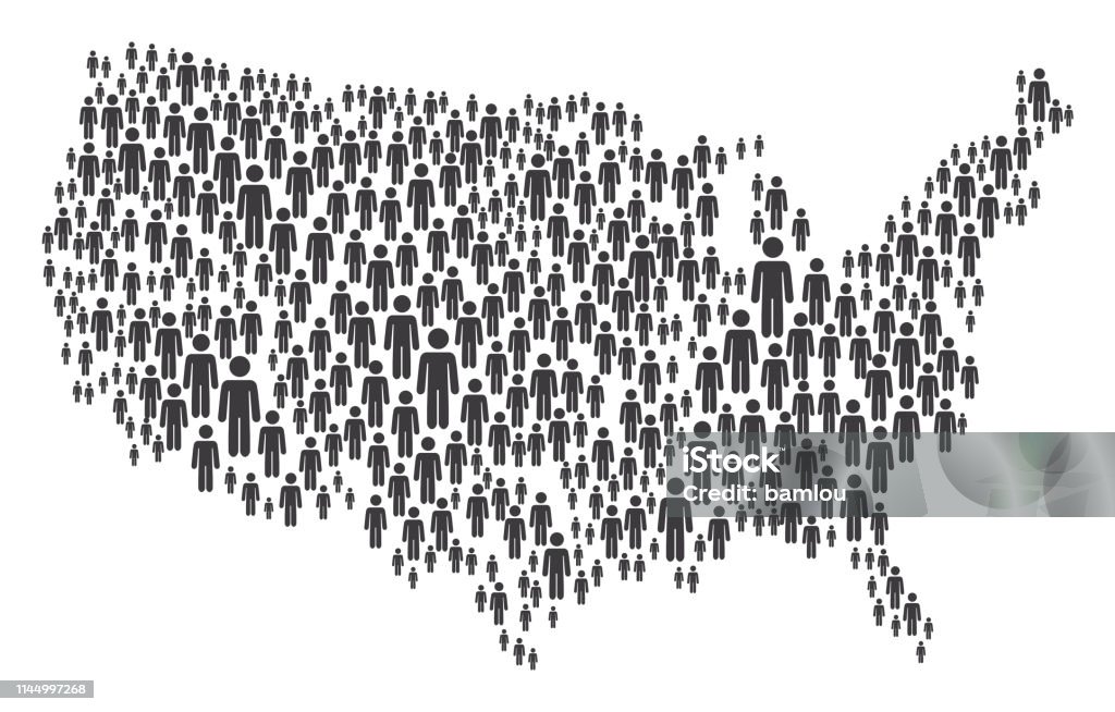 USA Map Made of Grey Stickman Figures Vector of USA Map Made of Grey Stickman Figures USA stock vector