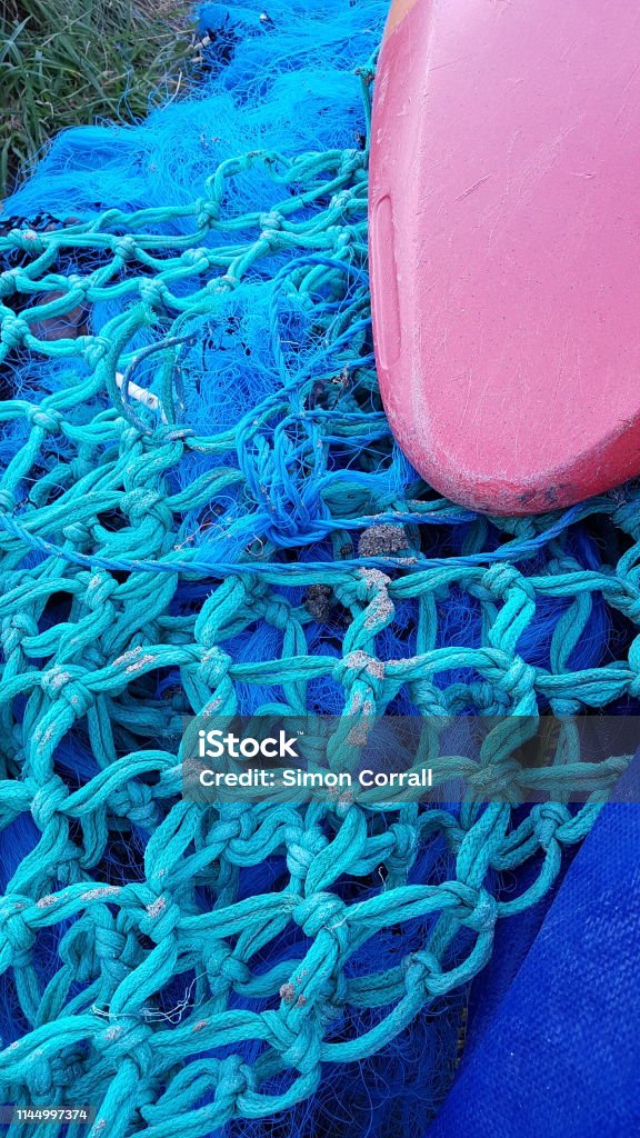 Beachy Net Rope Blue Net On Beach Stock Photo - Download Image Now - Abstract ...