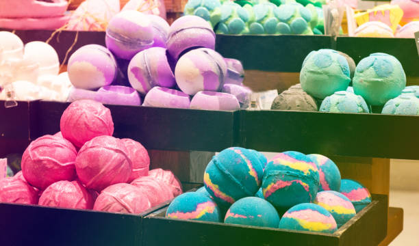 istock Shop cosmetic handmade bombs and bubble bath different colors 1145000867