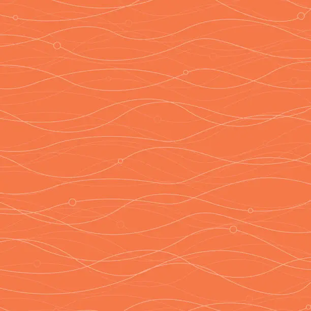 Vector illustration of Background Horizontal Curved Lines with Beads Seamless Pattern Coral