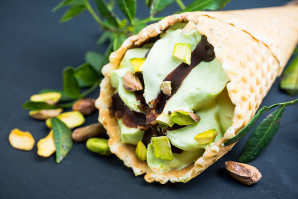 istock Fresh pistachios ice cream on the rustic background 1145001250