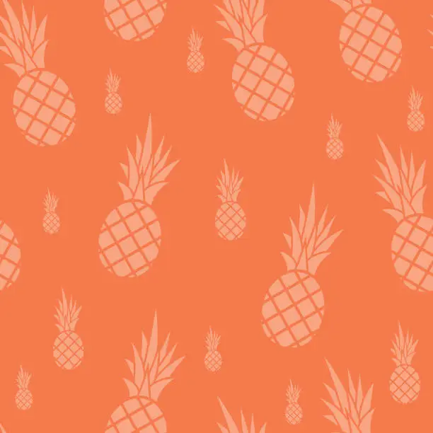 Vector illustration of Ananas seamless pattern Coral Background