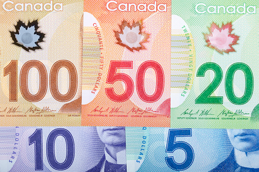 Canadian Dollars, a business background with money