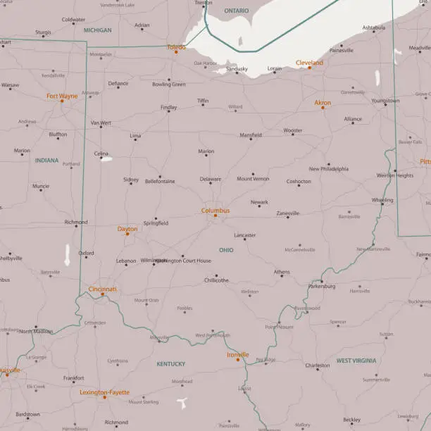 Vector illustration of Columbus Ohio Area Vector Map