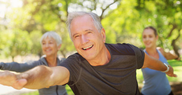 istock Yoga makes everyone happy 1145006082