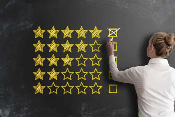 Photo of excellent five star customer feedback or client service rating