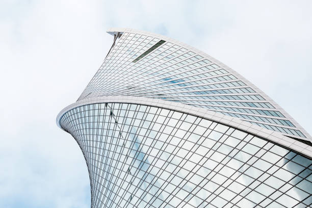 istock Abstract, business and financial skyscraper building background 1145007439