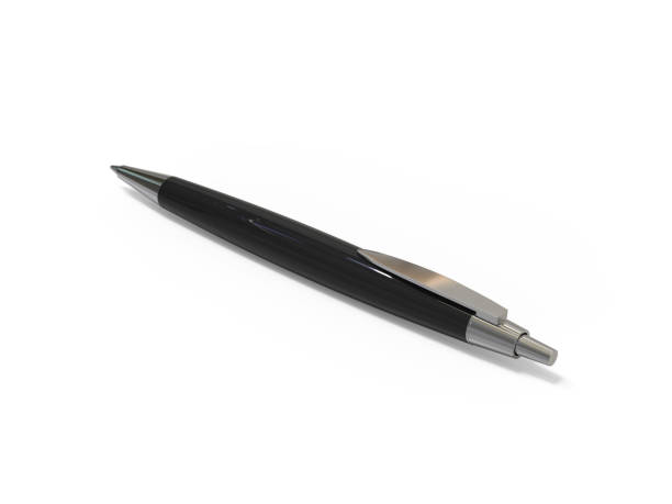 istock Black ball pen on isolated white background, 3d illustration 1145008225