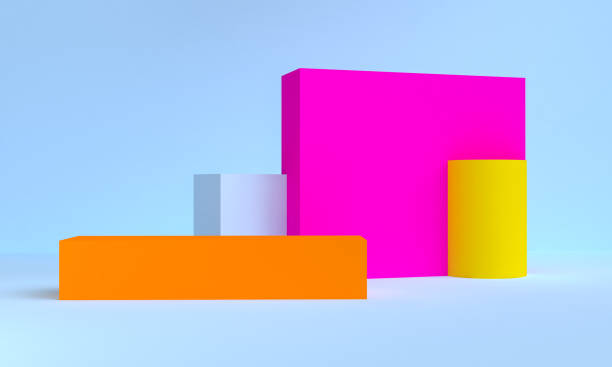 istock Minimalist abstract background, primitive geometrical figures, pastel colors, 3D render. 1145008395
