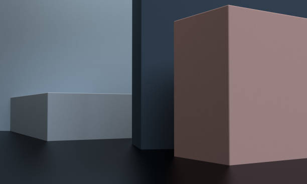 istock Minimalist abstract background, primitive geometrical figures, pastel colors, 3D render. 1145008445