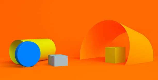 istock Minimalist abstract background, primitive geometrical figures, pastel colors, 3D render. 1145008504