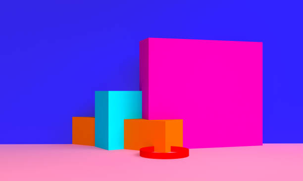 istock Minimalist abstract background, primitive geometrical figures, pastel colors, 3D render. 1145008616