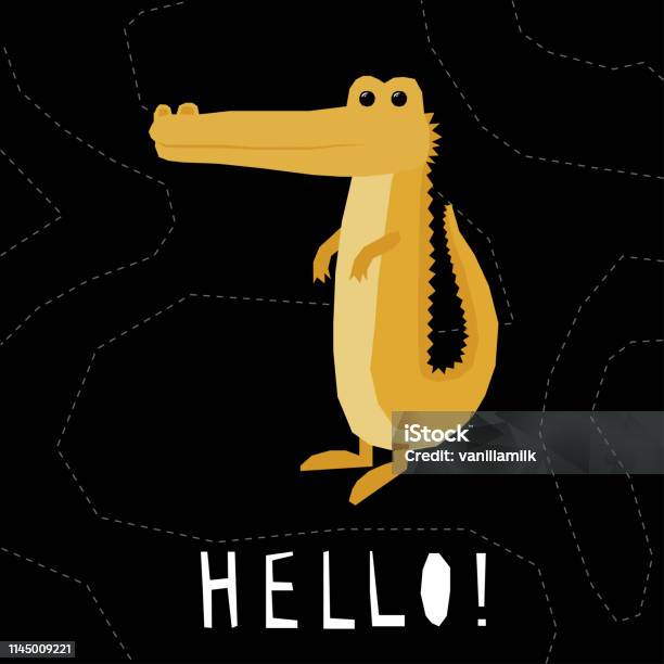 Abstract Cute Paper Cut Crocodile Pattern Stock Illustration - Download Image Now - Abstract, Animal, Birthday
