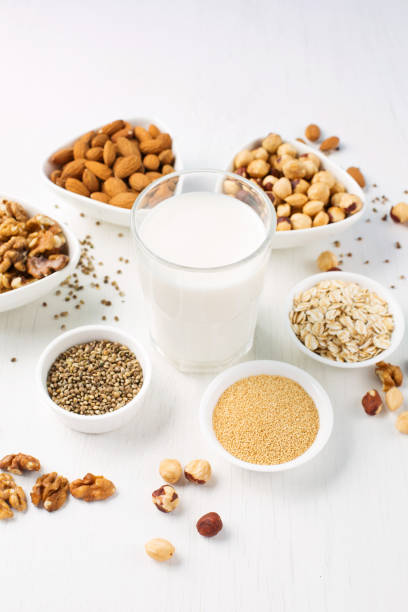 istock Vegan nut milk and ingredients 1145012082