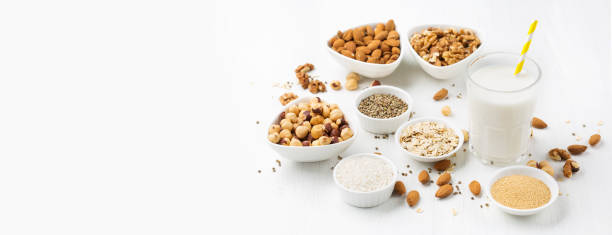 istock Vegan nut milk and ingredients 1145012083