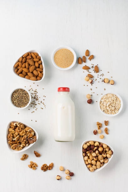istock Vegan nut milk and ingredients 1145012188