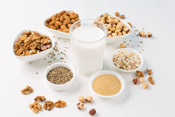 istock Vegan nut milk and ingredients 1145012190