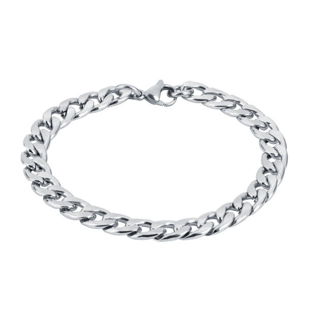 istock Fashion silver bracelet isolated on white background 1145012918