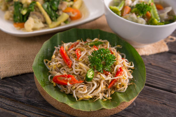 oseng tauge. stir fry bean sprouts delicious traditional vegetable food