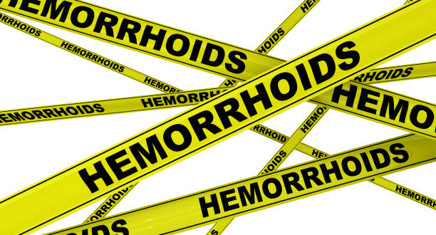 istock Hemorrhoids. Yellow warning tapes 1145014477