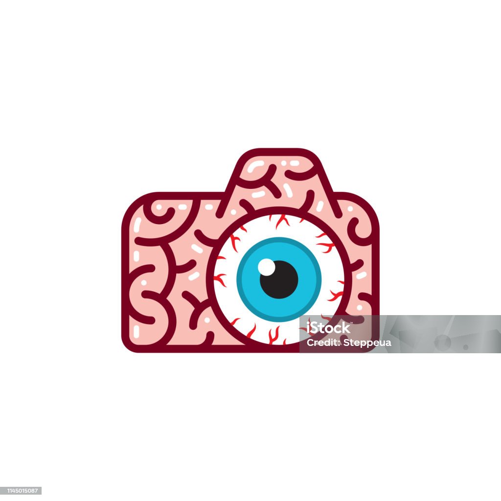 Smart camera Vector icon, brain + camera. Vector EPS 10, HD JPEG 4000 x 4000 px Logo stock vector