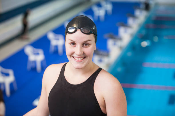 istock Female swimmer portrait 1145015720