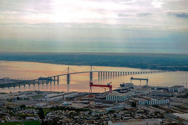 Saint nazaire bridge and loire river