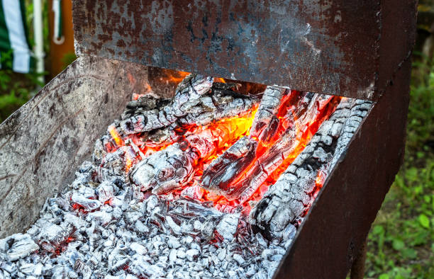 istock Charcoal preparing for making bbq in metal mangal 1145016242