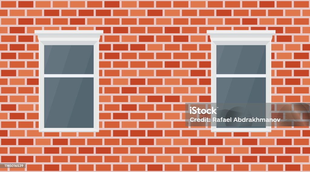 Vector Red Brick Wall Background Old Texture Urban Masonry Vintage  Architecture Block Wallpaper And Window Retro Facade Room Illustration  Stock Illustration - Download Image Now - iStock