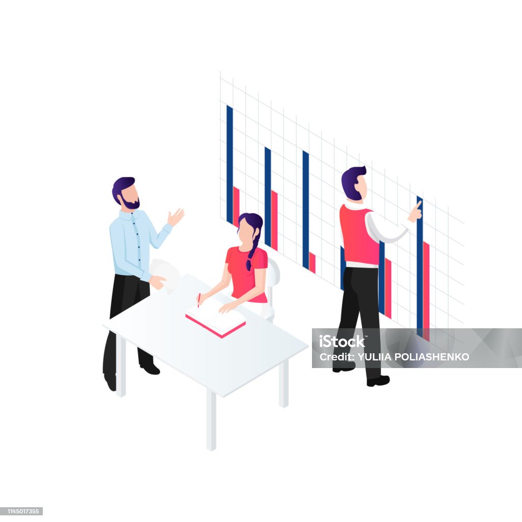 Teamwork Process Visual Analysis Concept Teamwork Process Vector Isometric Business Template ...