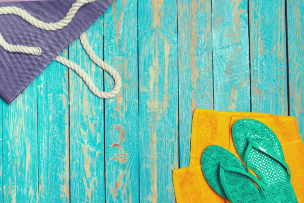 istock Summer holiday background with beach items 1145026144