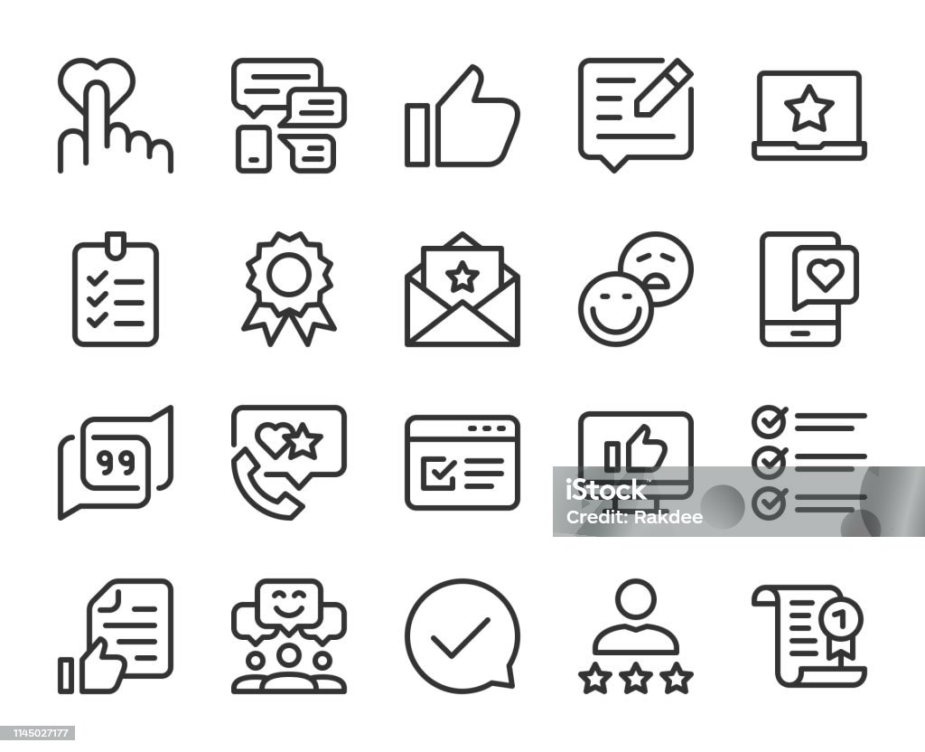 Testimonial - Line Icons Testimonial Line Icons Vector EPS File. Icon Symbol stock vector