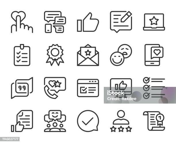 Testimonial Line Icons Stock Illustration - Download Image Now - Icon Symbol, Complaining, E-Mail