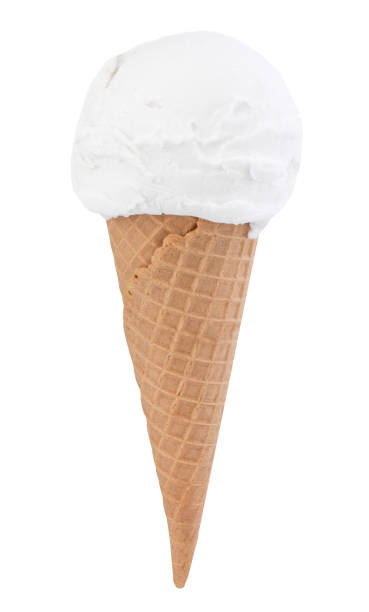 istock vanilla ice cream in the cone on white background with clipping path 1145027262