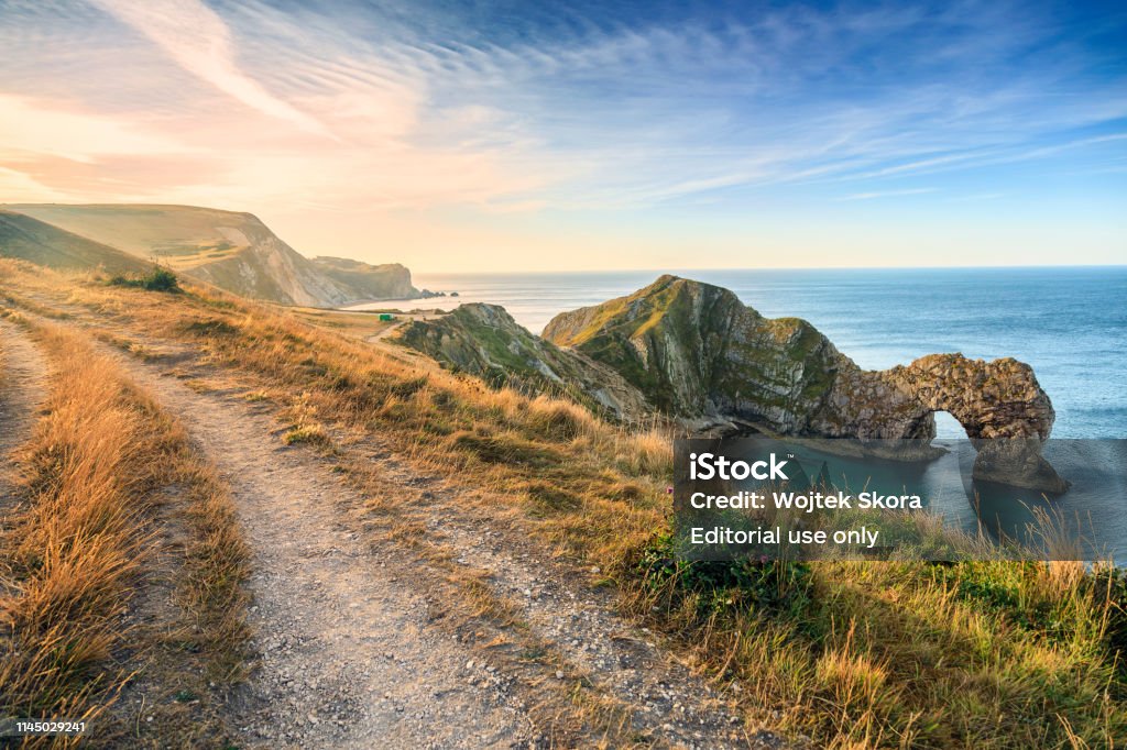 Durdle Door, Dorset beach Footpath Stock Photo