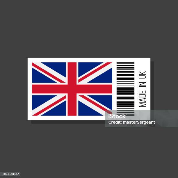 Rh Made In England Sticker Made In Uk Vector Sticker With Bar Code And British Flag Stock ...