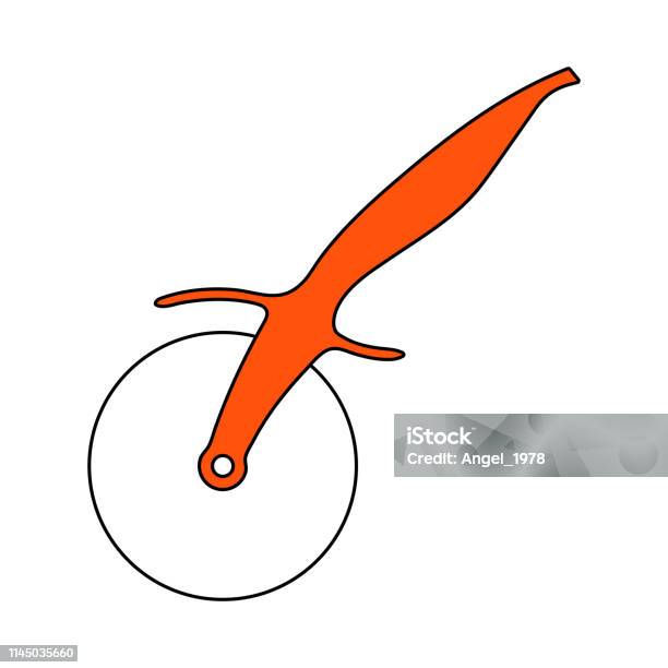 Pizza Roll Knife Icon Stock Illustration - Download Image Now - Blade, Chrome, Circle