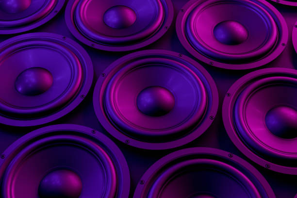 istock Audio Speaker Background with Neon Lights 1145040283