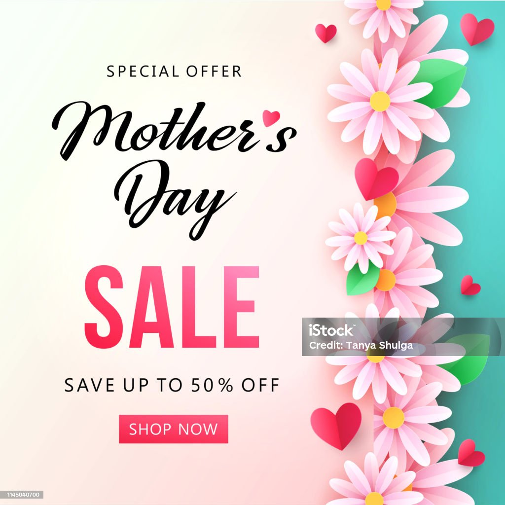 Нappy Mothers Day Sale Background With Beautiful Chamomile Flowers ...