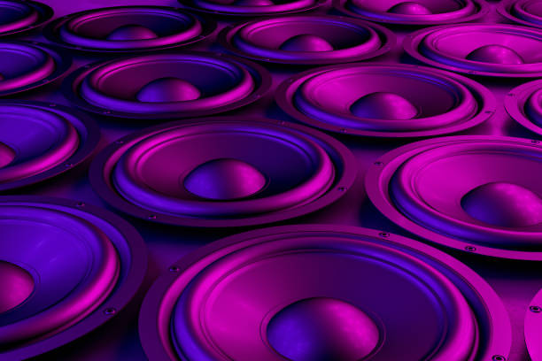 istock Audio Speaker Background with Neon Lights 1145040784